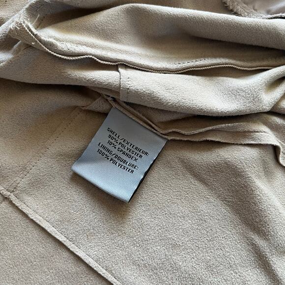 Bagatelle Women's Faux Suede Drape Front Jacket - Sand Size L - Picture 6 of 8